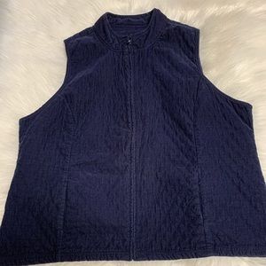 Quilted Corduroy Vest - Navy Blue - 2XL